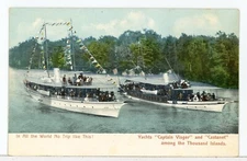 Yachts CAPTAIN VISGAR and CASTANET in Thousand Islands NY 1901-07 UDB Postcard