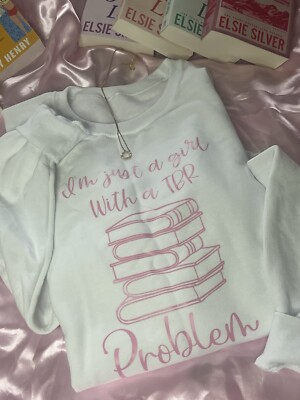 Womens L White Just a Girl with a TBR Problem Sweatshirt