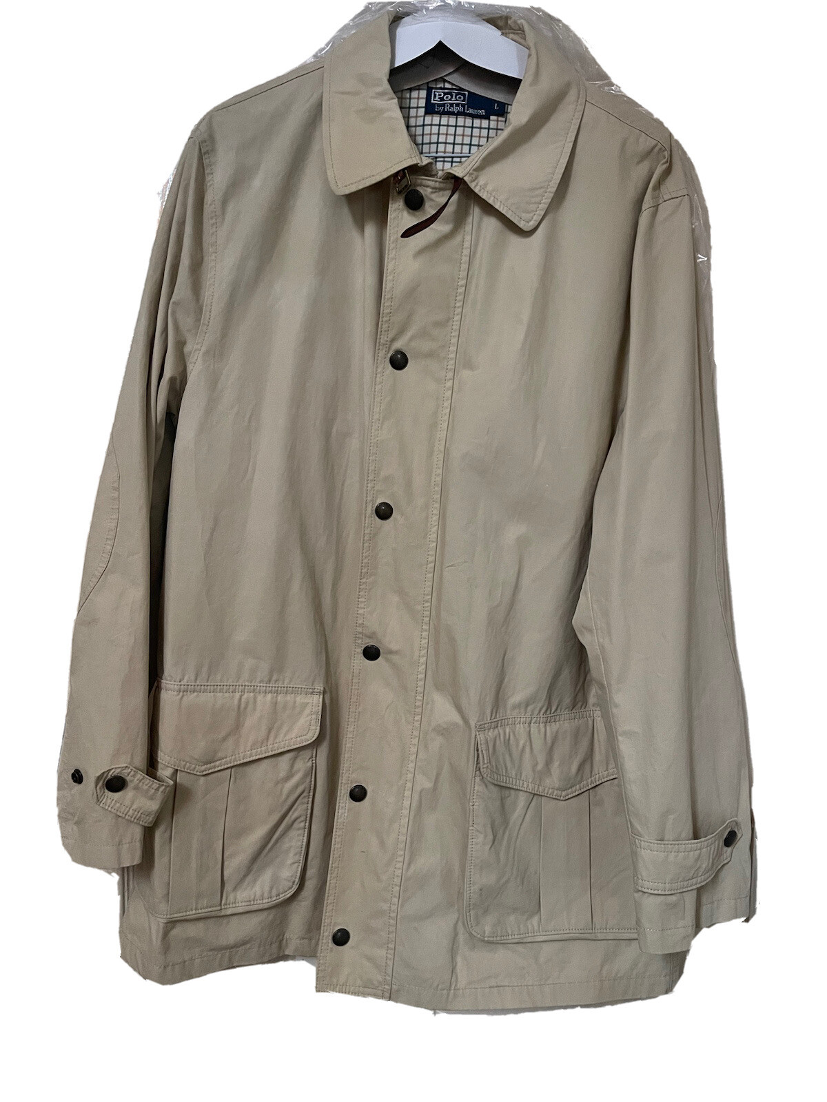 POLO RALPH LAUREN SMART CLASSIC BEIGE COTTON 3/4 RAINCOAT/JACKET L