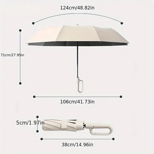 10 Ribs Compact Travel Automatic Folding Umbrella Windproof UV/Rain Protection - Picture 13 of 19