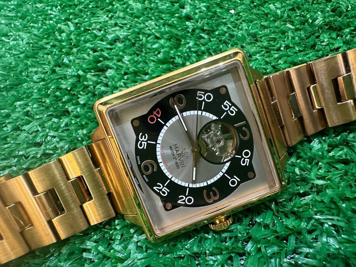MARVIN WATCH C 1850 AUTOMATIC SQUARED MEN'S JUMBO FULLY GOLD PLATED M109-54 MINT | eBay MARVIN WATCH C 1850 AUTOMATIC SQUARED MEN'S JUMBO FULLY GOLD PLATED M109-54 MINT | eBay