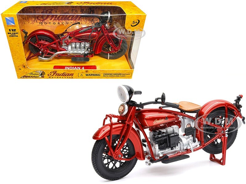 1930 INDIAN 4 RED 1/12 DIECAST MOTORCYCLE MODEL BY NEW RAY 58223