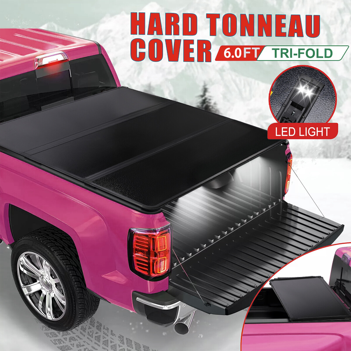 Tri-Fold 6FT Pickup Truck Bed Hard Tonneau Cover For 2016-2023 Toyota Tacoma US