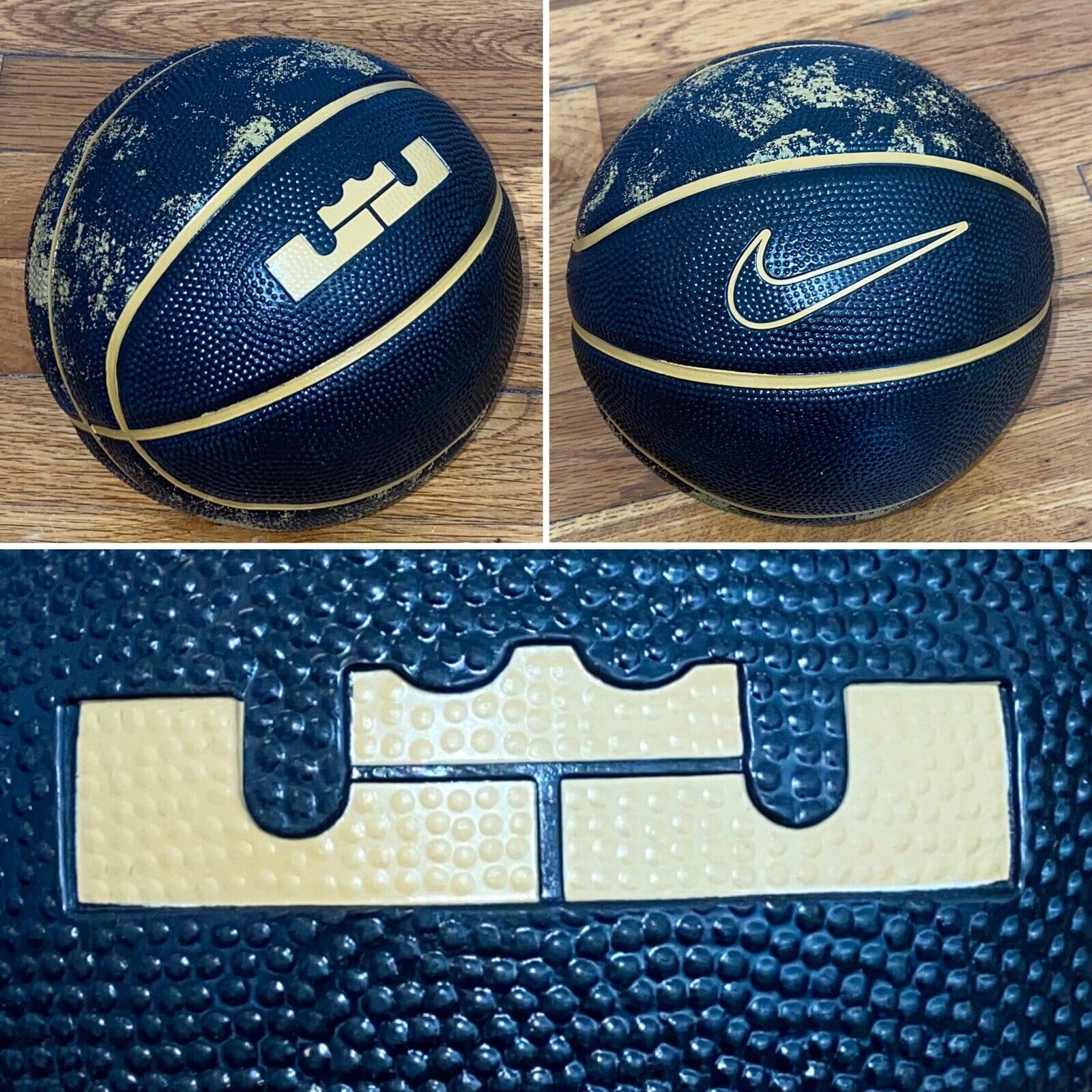 Bola de Basquete Nike Lebron Mini Tamanho 3 - Preta com Dourada