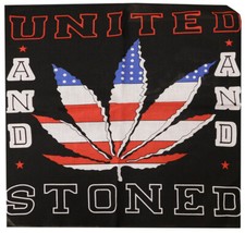 Wholesale Lot of 6 United And Stoned Black Weed 22"x22" 100 Cotton Bandanna