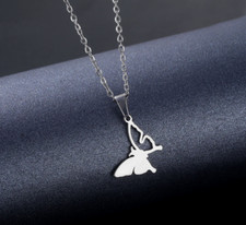 Punk Silver Titanium S.Steel Butterfly Pendant Chain Necklace