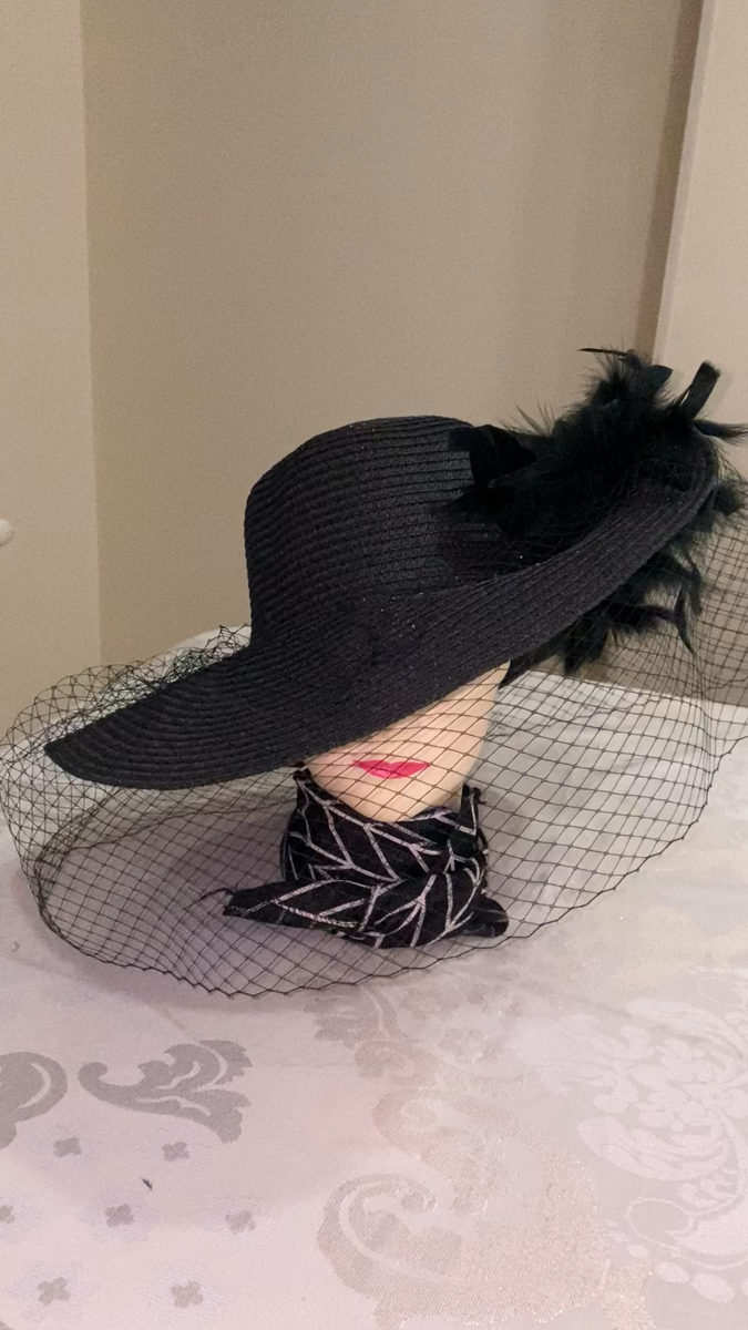 Black Fabulous Pillbox Feathered Fascinator Birdcage Hat Derby Equine Te… Beloved Millinery | Accessories | Grey Fabulous Pillbox  main image 4