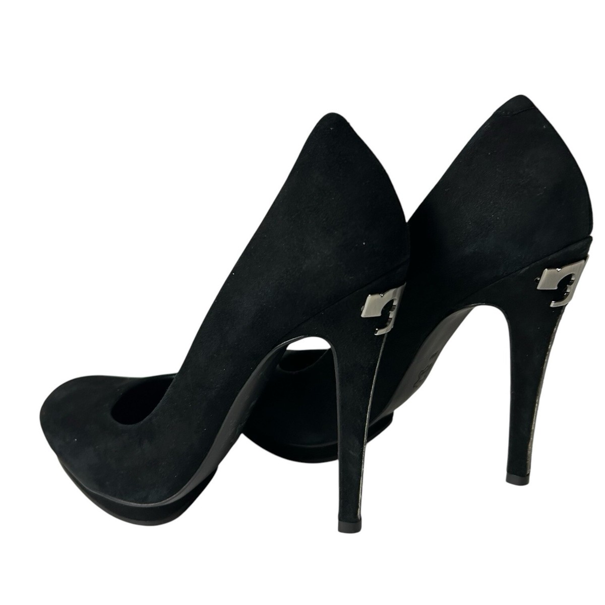 Tory Burch women's black suede platform pumps high heels size M