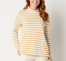 Top tunica St. John's Bay nuovo con etichette righe oro bottoni laterali misto cotone medio