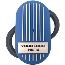 15" Oval BLUE Air Cleaner Kit - Raised Fins, CUSTOM Engravable - Ansen USA