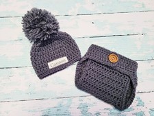 Personalized newborn crochet hat and diaper cover, name hat,  newborn photo prop