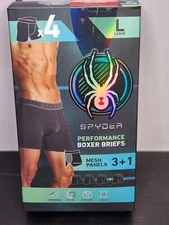 Spyder Performance Boxer Briefs Men's Large Gray Blue Green Navy 4 Pack NIB