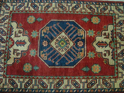 Area Rug Kazak Caucasion Hand Knotted Vegetable Dyed Ghazni Wool Carpet (5 x 3)' - Picture 3 of 8