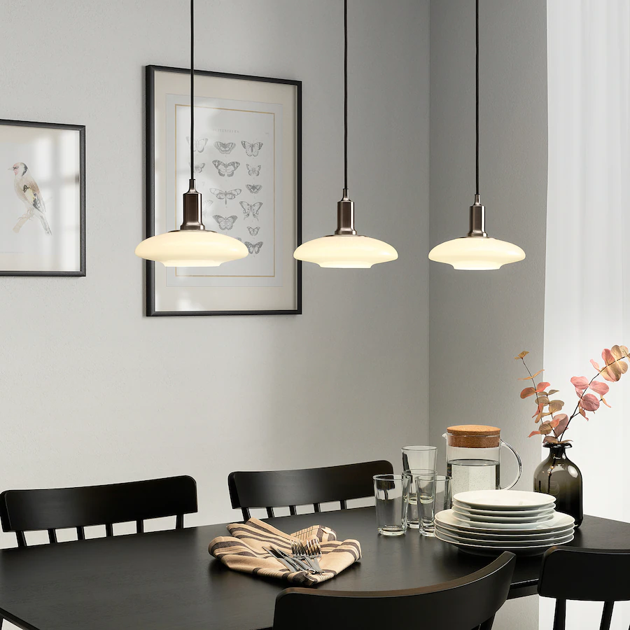 IKEA TALLBYN ペンダントライト 本体 IKEA TALLBYN Pendant lamp with 3 lamps, nickel plated/opal glass