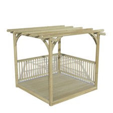 Wooden Garden Pergola Decking Kit 2.4 x 2.4m 2 x Balustrade with Optional Canopy