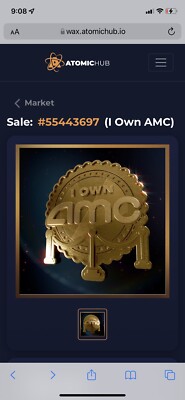 I Own AMC NFT Shareholder Limited Edition Number 40765 WAX Wallet Needed!