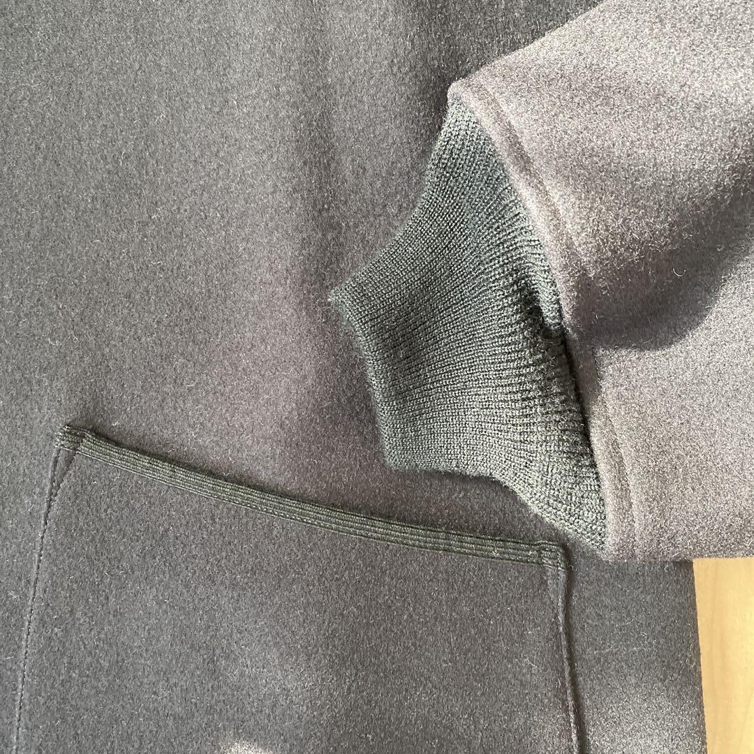 COMOLI Navy Wool Melton Hooded Coat, Size 2, Military COMOLI Navy Wool Melton Hooded Coat, Size 2, Military