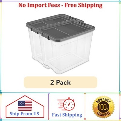 (2 pack) Sterilite 108 Quart Extra-Large Stackable Storage Bin, Clear Plastic St