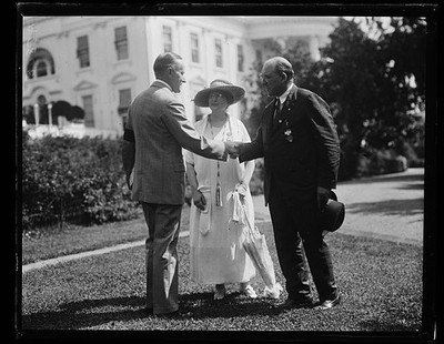 Washington D.C. White House Calvin Coolidge 1920s handshake with woman
