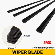 8 X Pcs Universal 26 Car Bus Silicone Frameless Windshield Wiper Blade Refills