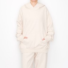 Heavyweight French Terry Hoodie Beige Unisex 4XL Made In Los Angeles