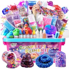 Confetti Slime Kit, Sparkling Slime Making Kit, DIY Craft Set with Clear Glue...