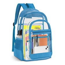 Clear Backpack, Heavy Duty PVC Transparent Backpack with Reinforced Straps, S...