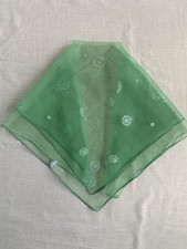 Vtg 1940s sheer green white Floral Scarf summer accessory Made In Japan 27x26In