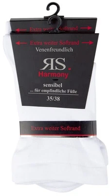 RS. Harmony 11126 Gesundheitssocken ohne Gummi WEISS 35-38, 39-42