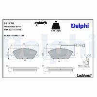 Delphi Bremsbelagsatz, Scheibenbremse LP1720 FüR Alfa Romeo Fiat Lancia