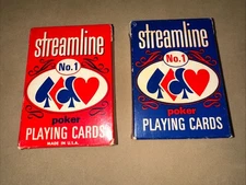 2 Streamline No. 1 Poker Playing Cards Red & Blue Box Arrco Chicago Deck Set NIB