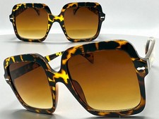 OVERSIZED Exaggerated Vintage Retro Style SUNGLASSES Large Square Tortoise Frame