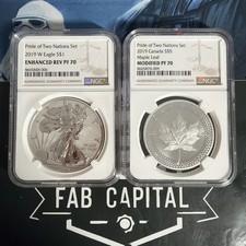 2019 W Pride Of Two Nations Set Silver Eagle Maple Reverse Enhanced PF 70 NGC