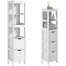 HOMCOM Narrow Bathroom Storage Cabinet, Slim Bathroom Cabinet, White