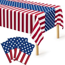 4 Pcs 4th of July Decorations, 108" X 54" Plastic 250th Anniversary 4th of July
