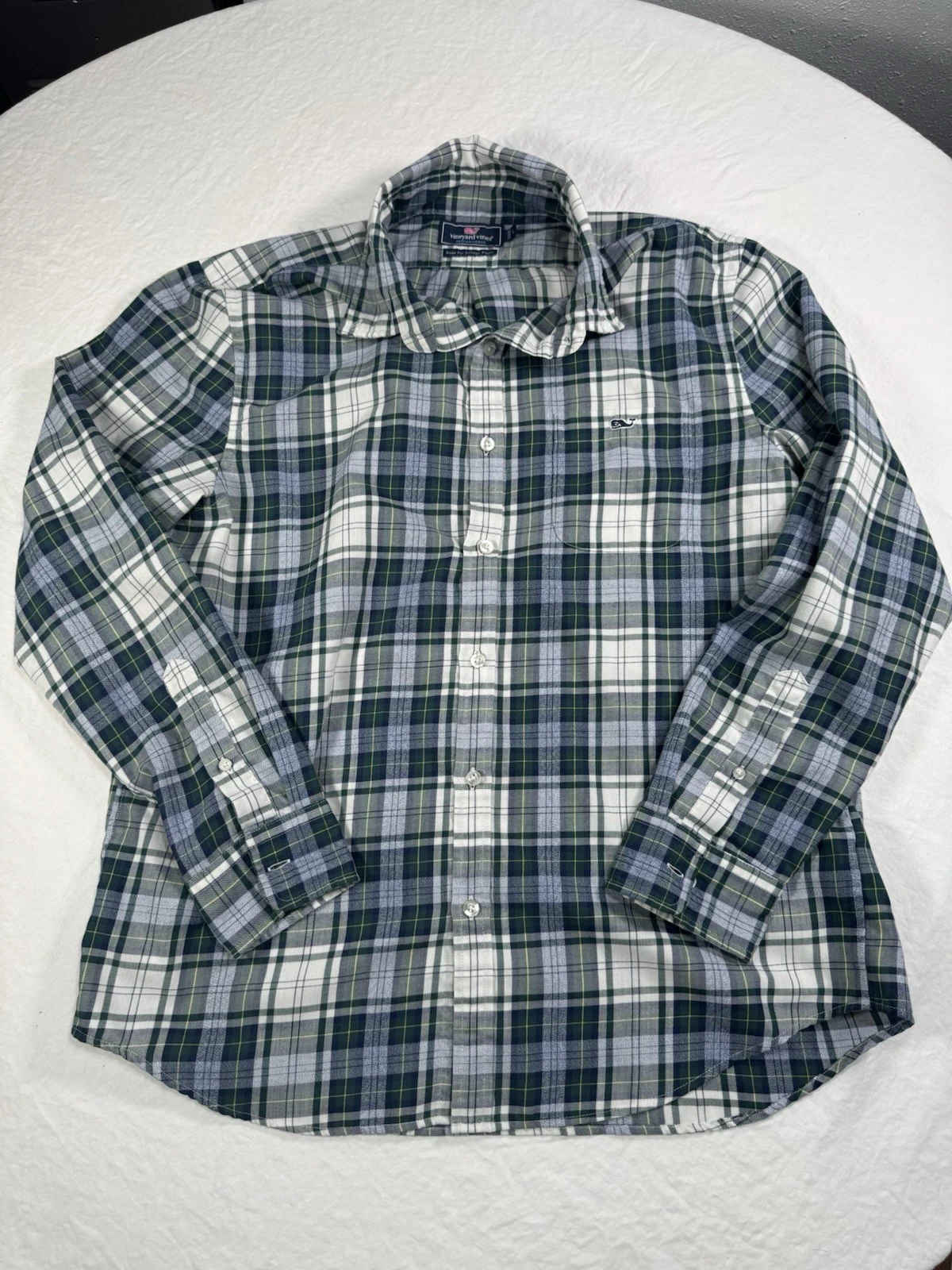 Vineyard Vines Shirt Mens Medium Blue Checked Button Up Classic Fit Tucker Blue