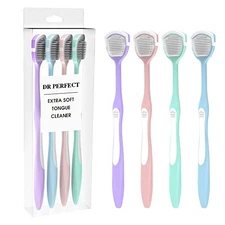 DR PERFECT Tongue Brush Scraper Cleaner 4-Pack