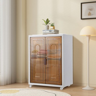 Aufbewahrungsbox mit Deckel mit Türen & Rädern Groß Hohe Kapazität Storage 3Fl