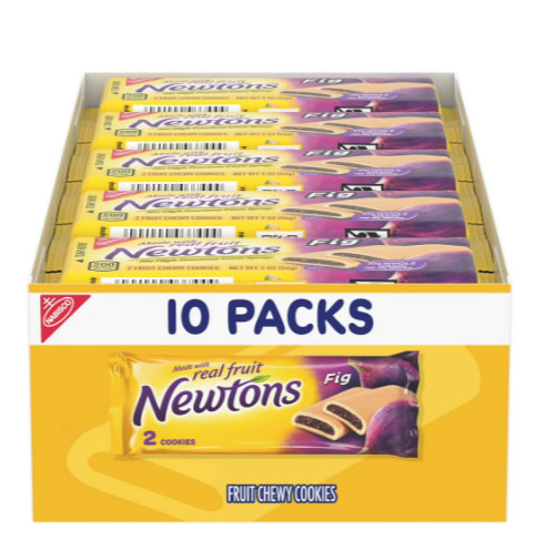 Newtons Fig Bars, Soft Fruit Chewy Cookies, 10 Snack Packs (2 Cookies Per Pack)