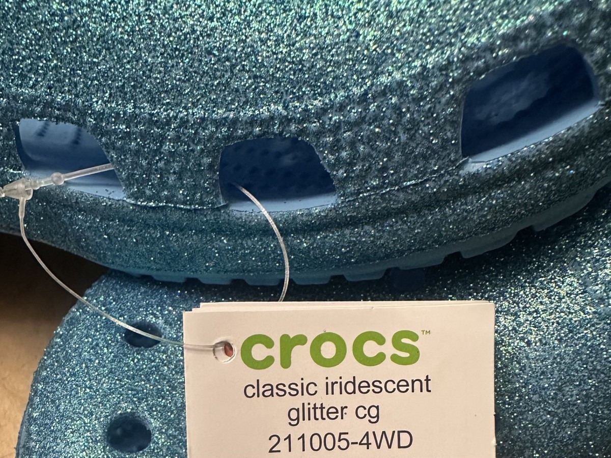 Crocs Adult Classic Iridescent Glitter Clog Blue #211005-4WD | eBay