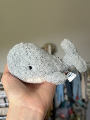 Jellycat Wavelly Whale Hellgrau Grey Soft Toy Retired Rare New Without Tags