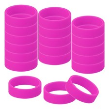 30Pcs 0.8 x 0.28 Inch Silicone Wide Rubber Bands for Fashion Accessory, Rose Red