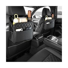 2 PCS Car Back Seat Organizer, Foldable Leather Backseat Hanging Storage Bag ...