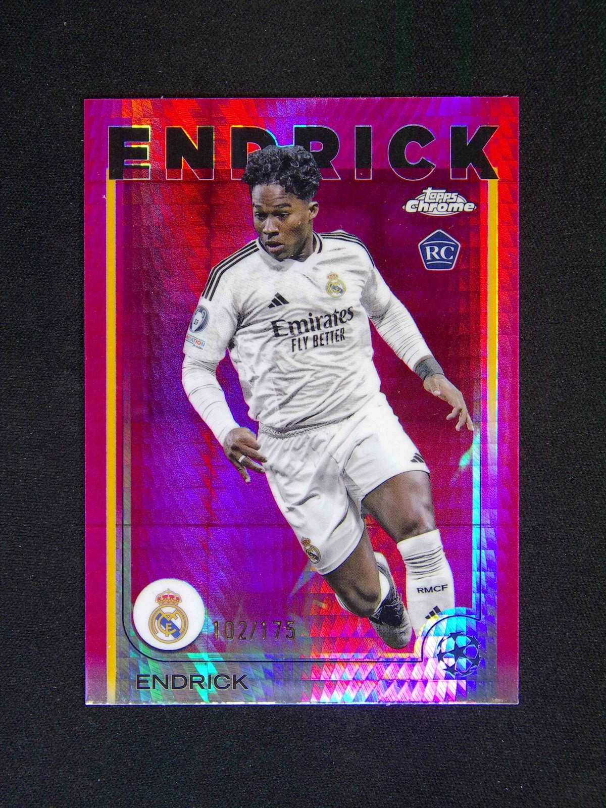 2024-25 Topps Chrome UEFA Endrick #100 RC Rookie Pink Prism Refractor /175