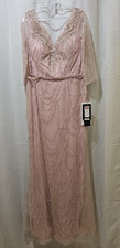MGNY By Mori Lee 72933 Sequined V-neckline Fit and Flare Gown Blush Size 12 $575