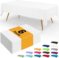 Disposable Table Cloth - 6 Pack, 54 x 108 Inch Waterproof Rectangle Tablecloths