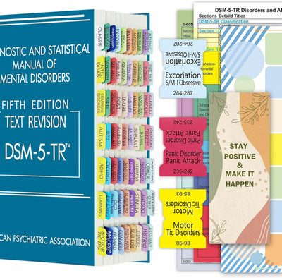 Improved Index Tabs for DSM-5-TR, Color-Coded & Laminated DSM-V-TR Book Tabs, 94