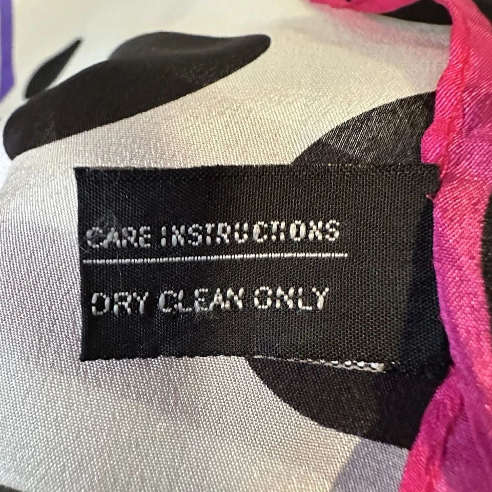 Винтажный женский шелковый шарф 80-х большой абстрактный в горошек белый черный розовый цвет морской волны 31 дюйм квадратный - Изображение 3 из 4