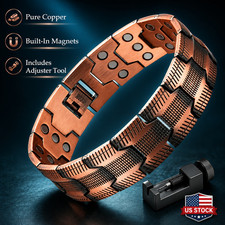 Classic Magnetic Bracelet for Men Pure Copper Built-In Magnets Adjustable Links