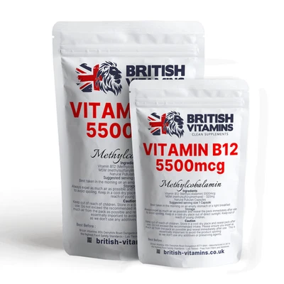BRITISH VITAMINS Vitamin B12 Methylcobalamin 5500mcg formulated with MSM